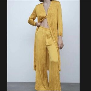 Zara Mustard Cardigan and Pants Set